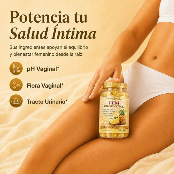 FEM PROBIOTICS: gomitas con probióticos de piña que equilibran tu flora íntima en 15 días
