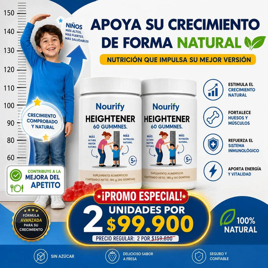 HEIGHTENER 60 GUMMIES Suplemento Natural De Crecimiento paga 1 lleva 2